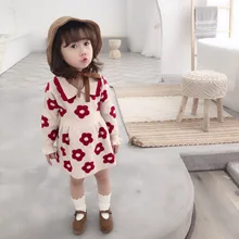 Ukeybaby2019, осенний и зимний свитер, платье с цветочным рисунком для девочек, Детский свитер, платье для женщин