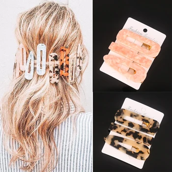 

1/3Pcs Acetate Hair Clip For Women Leopard Marble Acrylic Geometric Water Drop Duckbill Barrette Hairpin 2020 Hair Accessories