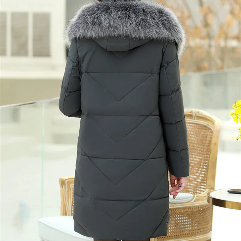 Зимняя парка больших размеров 5XL, Женская куртка среднего возраста, Толстая теплая верхняя одежда с капюшоном, хлопковое пальто больших размеров, парка с большим меховым воротником 3006