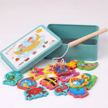 

Kuulee Kids Infant Wooden Magnetic Fishing Toy Parent Child Educational Blocks