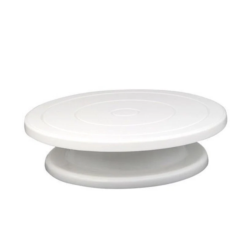Сковородка "сделай сам", инструмент для выпечки, противоскользящая круглая подставка для торта, вращающаяся пластмасса, 1 шт., для украшения торта, поворотный стол для кухни - Цвет: Белый