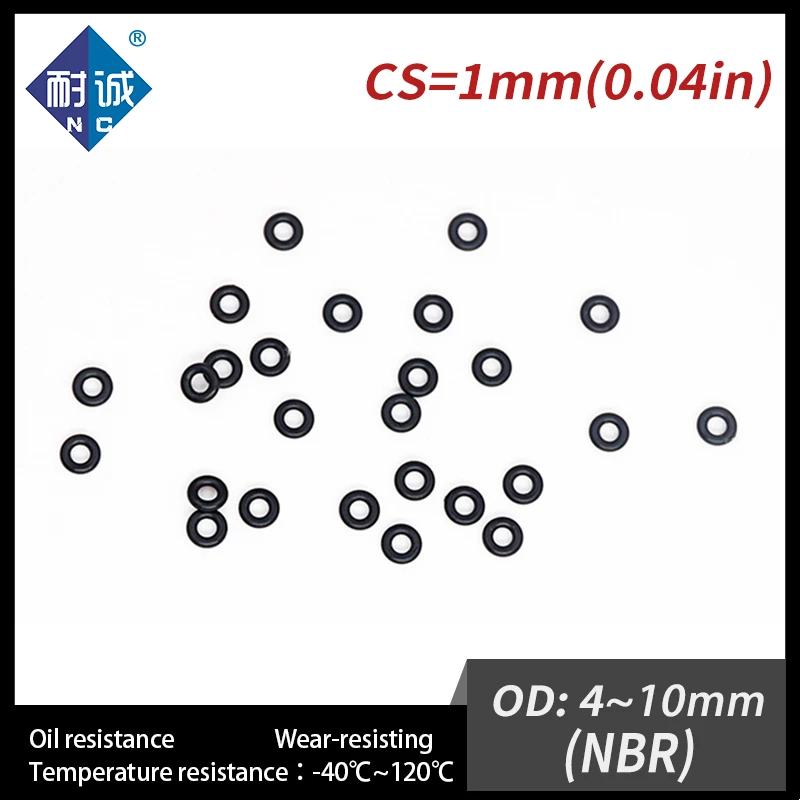 Rubber Black NBR CS 300PCS/lot 1mm OD4/4.5/5/5.5/6/6.5/7/7.5/8/8.5/9/9.5/10mm O Ring Gasket Oil resistant waterproof rubber o rings,keycap o rings,silicone o rings