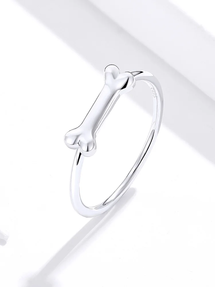 BISAER кольца 925 пробы серебряные милые кольца с костями для женщин Серебряные модные ювелирные кольца HSR604