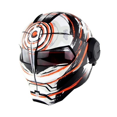 Casco Железный человек рыбы печатных Cascos мотоциклетный шлем capacetes мото вентилируемый Casco Hombre Halmet шлем Хищник - Цвет: Matte Black White