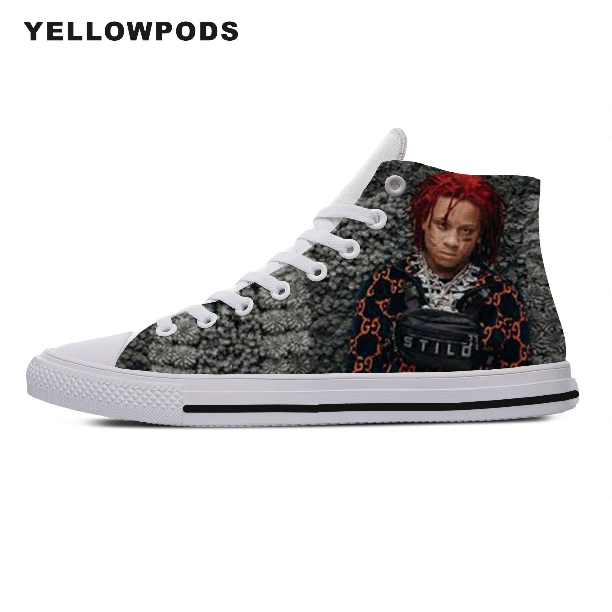 

Customized Running Shoes Hot Cool High Handiness For Man Woman Hip Hop Rap Trippie Redd Cute Cartoon Custom Sneakers White
