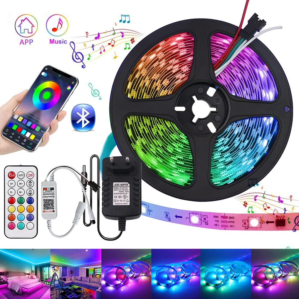 

12V WS2811 Dream Color LED Strip 30 Pixel Bluetooth Control 5M RGB Smart Lighting Flexible Individually Addressable Ribbon Tape