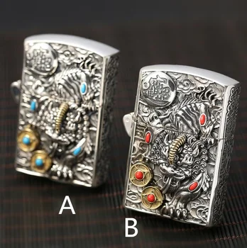 

925 Sterling Silver Jewelry Thai Silver Domineering Personality Lucky Brave Lighter Fashion Men's Birthday Gift