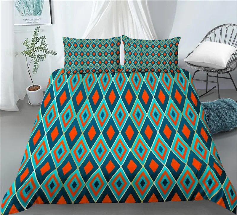 Home Living Luxury 3D Geometry Print 2/3Pcs Comfortable Duvet Cover PillowCase Bedding Sets Queen and King EU/US/AU Size 