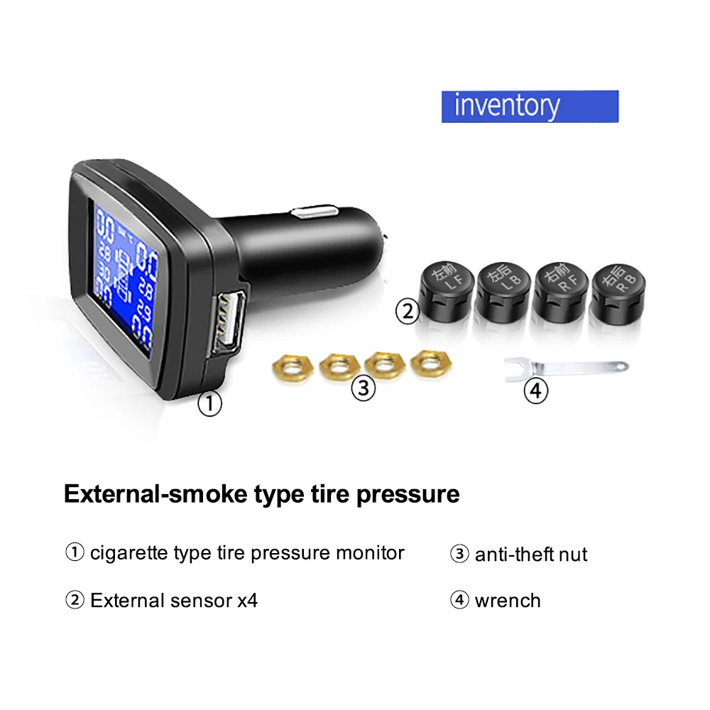 TOSPRA умный автомобиль TPMS система контроля давления в шинах солнечной энергии цифровой ЖК-дисплей Автоматическая охранная сигнализация s давление в шинах