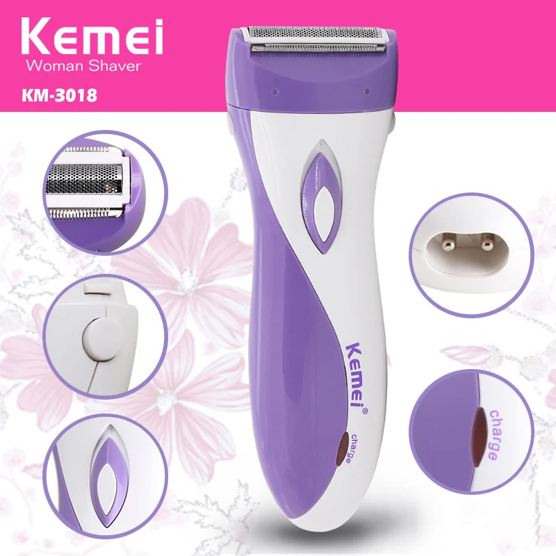 Kemei removedor de pelo dama de las axilas máquina de afeitar de pelo recargable impermeable Bikini axila de afeitar para mujeres Depilador sin cuerda