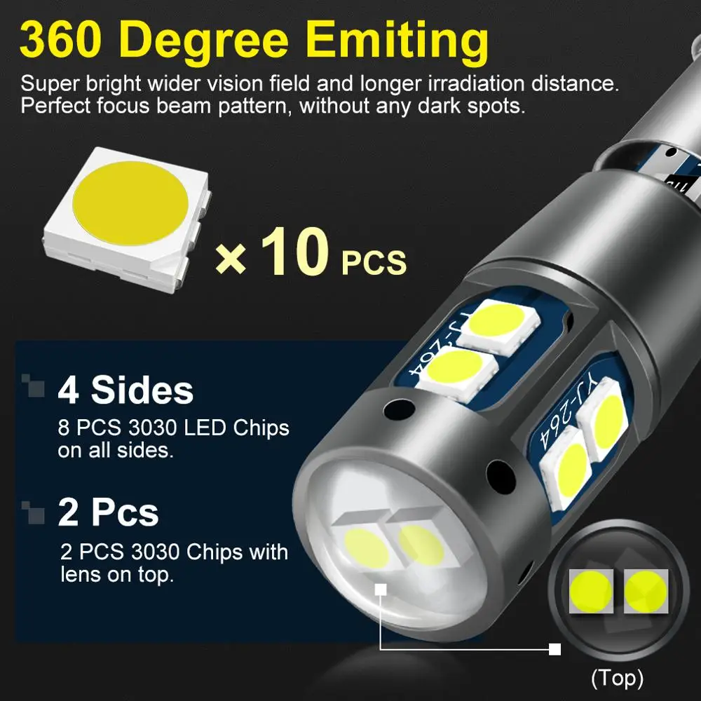 ĵ  BA9S BAX9S BAY9S Led , H21W T4W 10SMD 3030 Ĩ  õ ú  ڵ , 2 