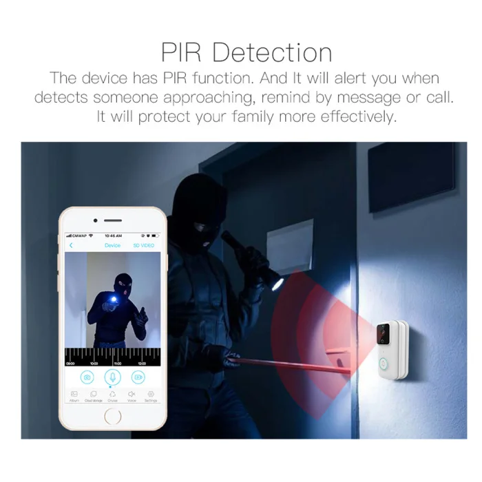 Smart Doorbell Wireless WiFi 1080P Remote Monitoring Video Voice Two-way Intercom Anti-theft Video Doorbell HG99