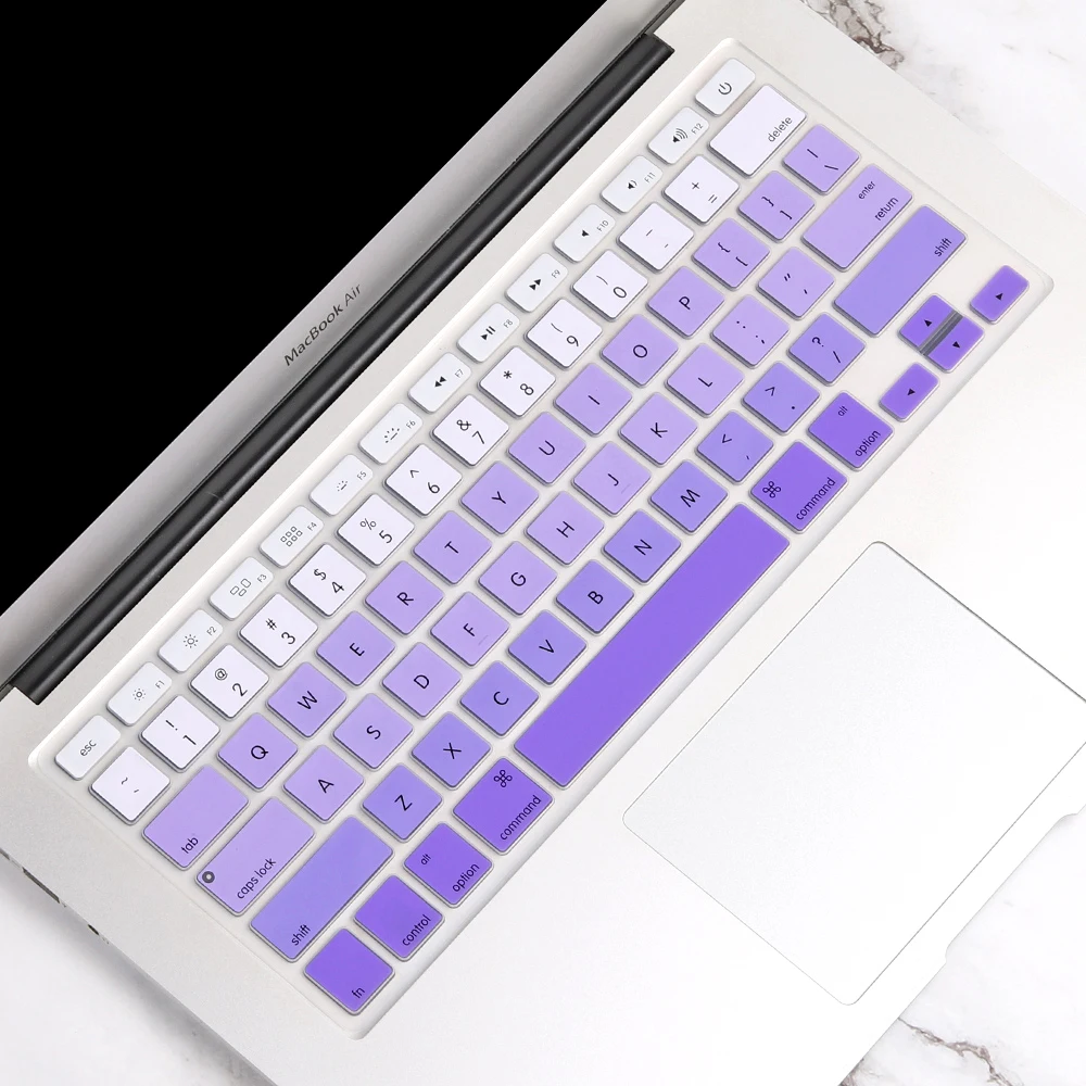Градиентная красочная Силиконовая Защитная пленка для клавиатуры для MacBook Air Pro retina 13,3 15,4 дюйма, американская версия на английском языке