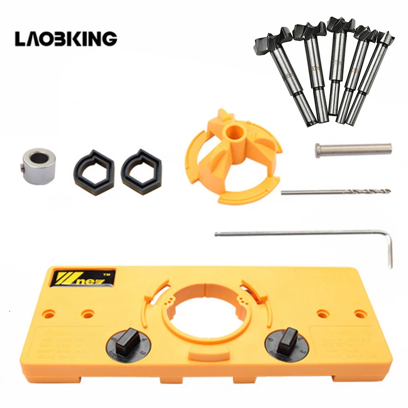 

Concealed 35MM Cup Style Hinge Jig Boring Hole Drill Guide + Forstner Bit Wood Cutter Carpenter Woodworking DIY Tools