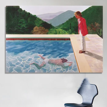 

David Hockney Portrait of the Artist(Acrylic) Canvas Painting Modern Pictures Print Poster For Living Room Wall Abstract Décor