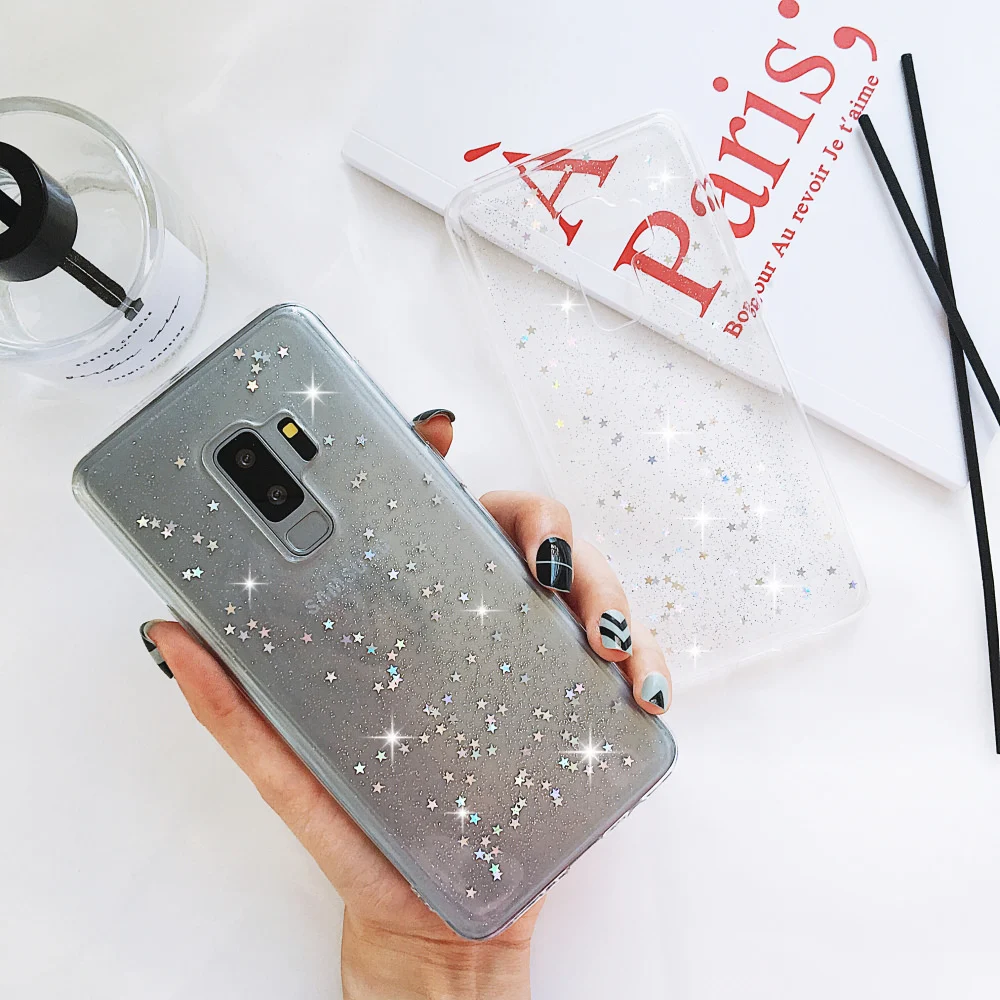 L FADNUT Милый Прозрачный блестящий чехол для телефона Samsung Galaxy S9 Plus S10e S7 edge S10 S8