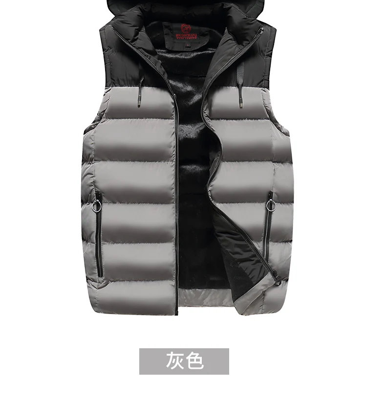 with free gift Men Thicken Waistcoat Windbreaker Male Vests Hooded Sleeveless Motorcycle Jacket Cotton-Padded Men's Warm Vest
