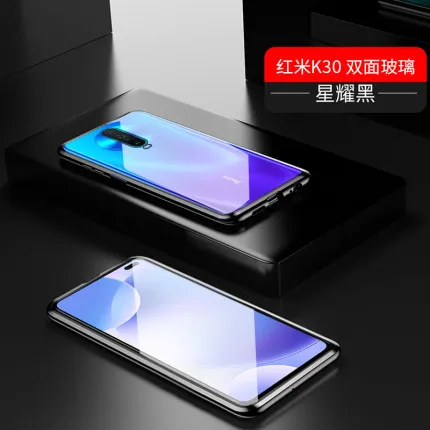 Для Xiaomi Redmi K30 pro металлическая двухсторонняя задняя крышка из закаленного стекла Redmi K30 pro 5G Алюминиевый прозрачный чехол - Цвет: Черный