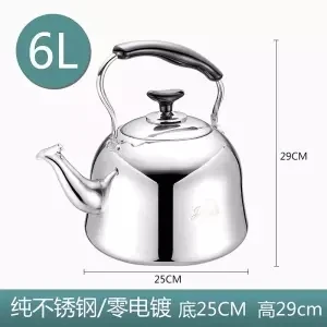 Thick Food Grade Stainless Steel Kettle Gas Gas Whistle Kettle Induction Cooker Large Capacity Kettle Camping Electric Kettle - Цвет: 6L