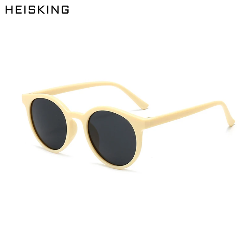 

HEISKING New retro small round frame sunglasses trend milk tea color UV protection eye small glasses Oculos De Sol