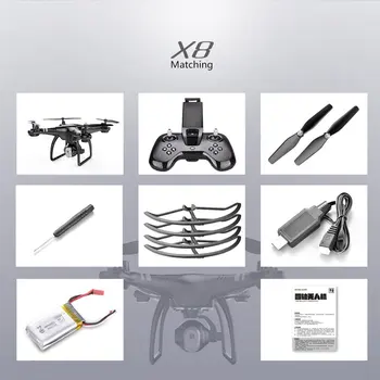 

X8 2.4G 720P Camera 22 Mins Flight Time Altitude Hold 3D Flip Headless Mode Built in 6-axis Gyroscope RC Drone Quadcopter