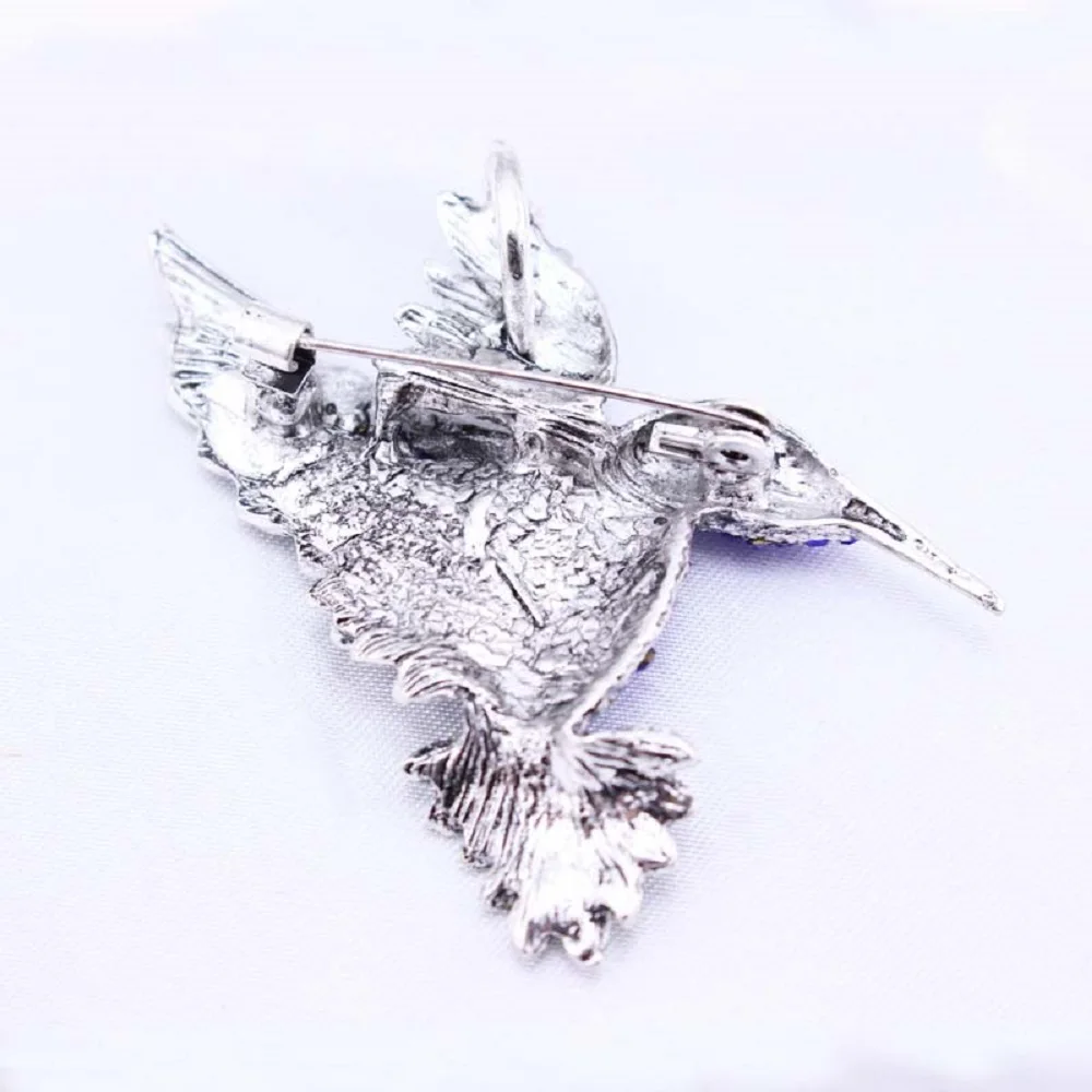 Винтажная брошь с синими кристаллами и птицами для женщин воротник штифты