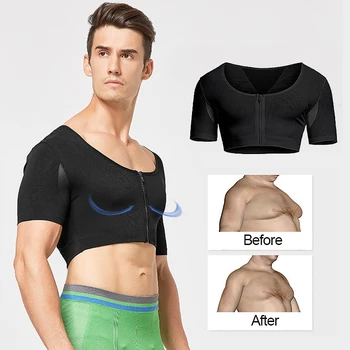 

Men's Shapewear Zipper Upper Arm Shaper Shoulder Slimmer Compression Body Shaper Humpback Posture Corrector Back Support Tops