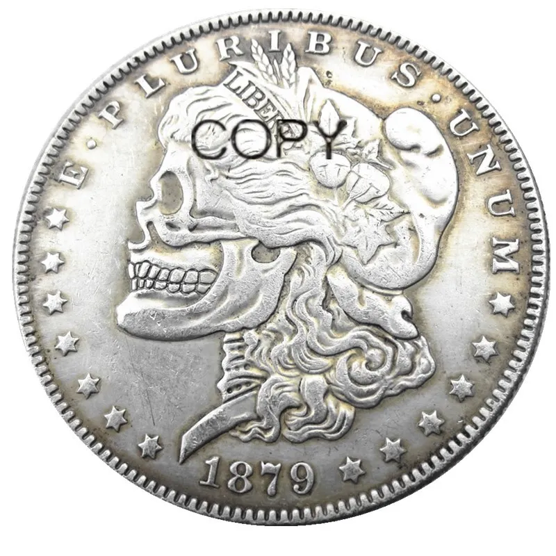 US Hobo 1879-P-CC-S-O Morgan Dollar Череп Зомби Скелет посеребренные копии монет | Дом и сад
