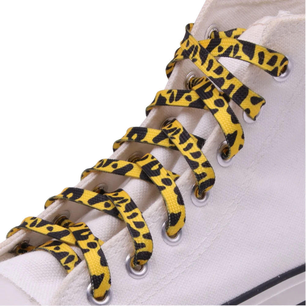 

Weiou 7mm Polyester Double Hollow Flat Printed Classic Leopard Laces Sublimated Heat Transfer Shoelace Digital Print Shoestrings