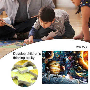 

1000Pcs Portable Family Kids Adult Space Stars Indoor Paper Jigsaw Early Learning Home Kindergarten Educational Toys Childhood