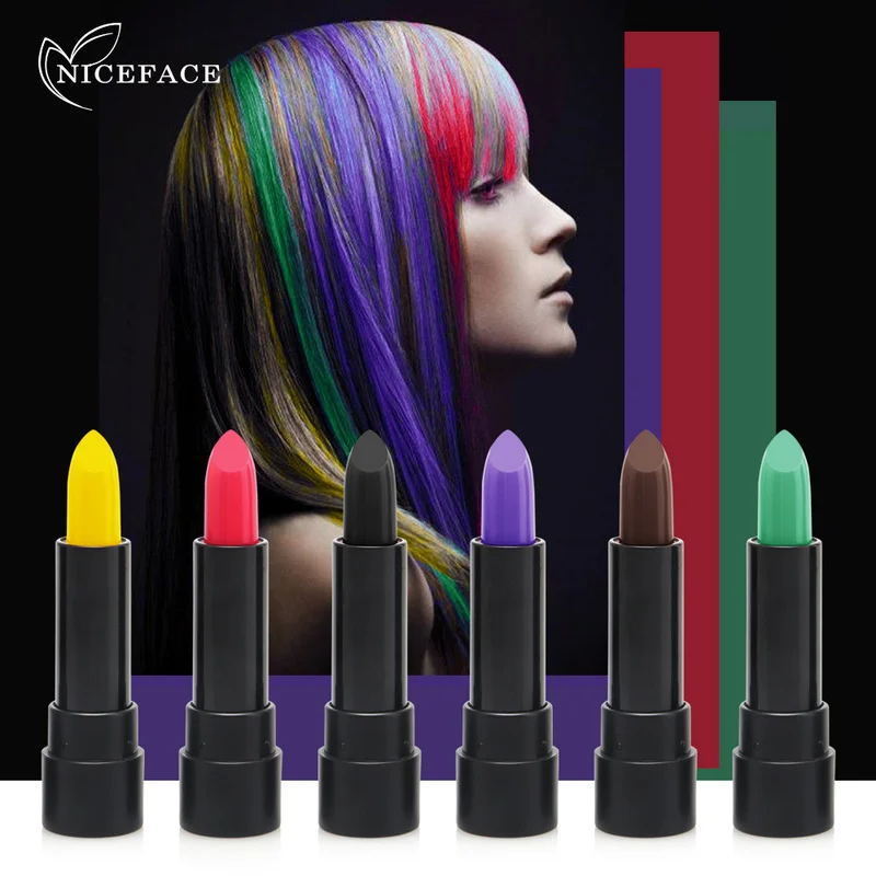 

Portable Natural Plant Color Hair Dye Lipstick Shape Anti Sweat Waterproof Disposable Dye Pen Hairline Coloring Tool
