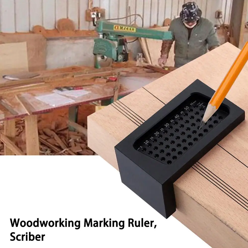 

T60 Scriber Carpentry T-Type Woodworking Marking Ruler Hole Crossed Gauge Tool