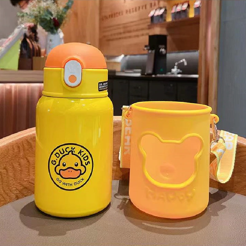 small yellow duck kids thermos cup