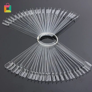 

BeautyBigBang 50pcs Transparent Fan False Nail Finger Full Card DIY Nail Art Display Practice UV Gel Polish Tool Manicure