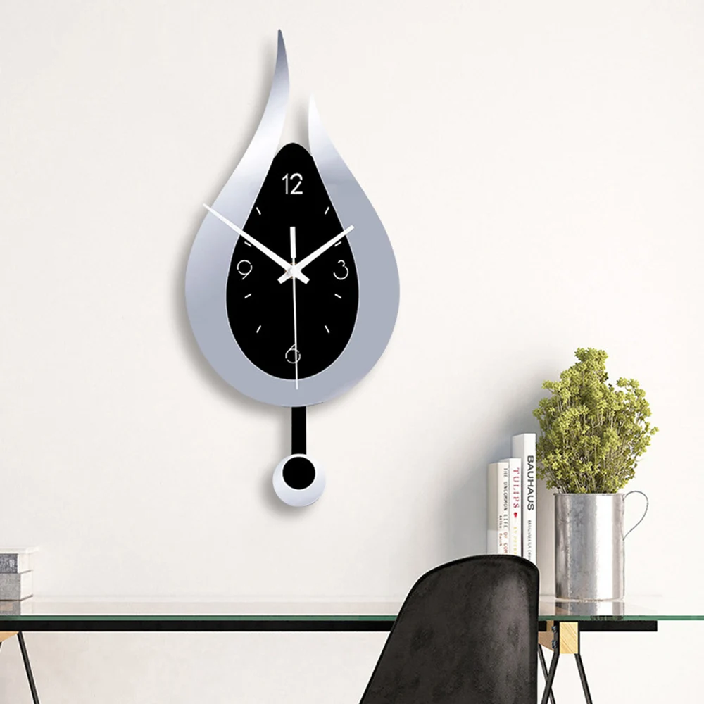 Modern White Waterdrop Wall Clock Diy Design Clock Creative Swing Quartz Wall Stickers Clock Acyrlic Wall Pendulum Clock