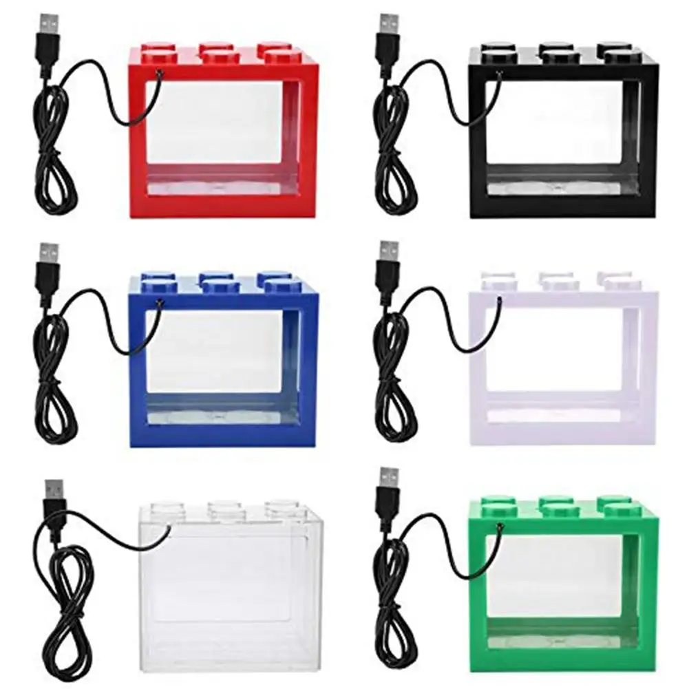

LumiParty Mini Aquarium with Light Fishbowl for Home Office Tea Table Decoration