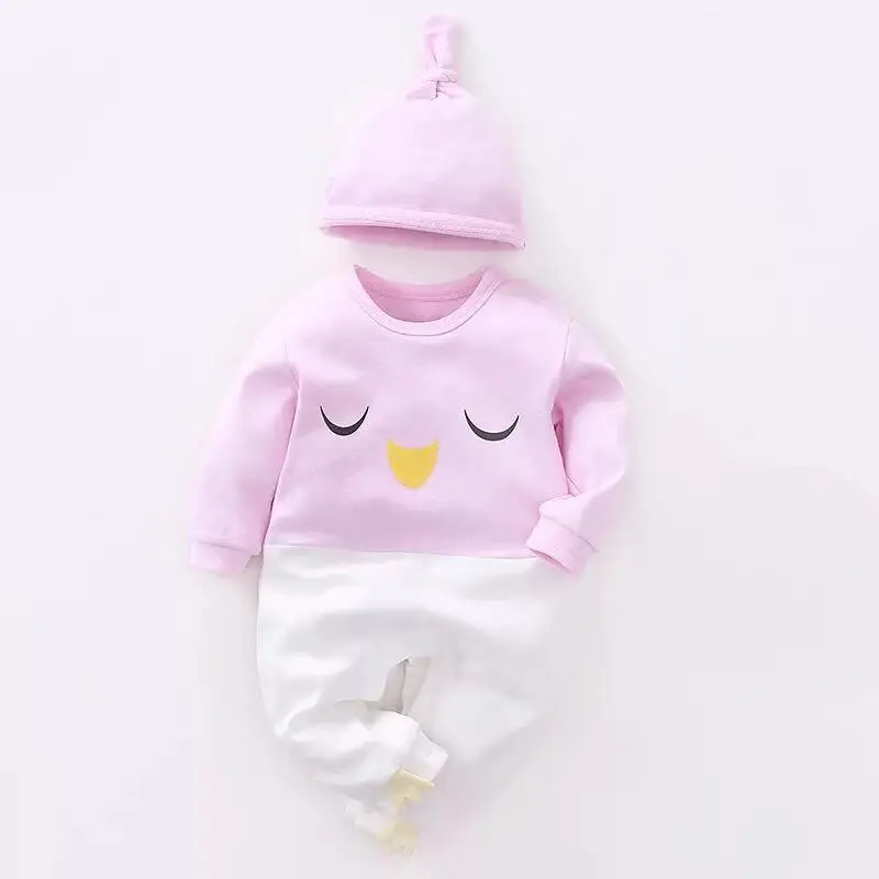 

Baby Clothes Pullover One Piece Coverall with Cap Set Baby Boys Long Sleeve Romper for Baby Girl