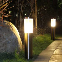 Thrisdar Outdoor Garden Pillar Light Stainless Steel Villa Landscape Street Post Light Community Road Pathway Lawn Light