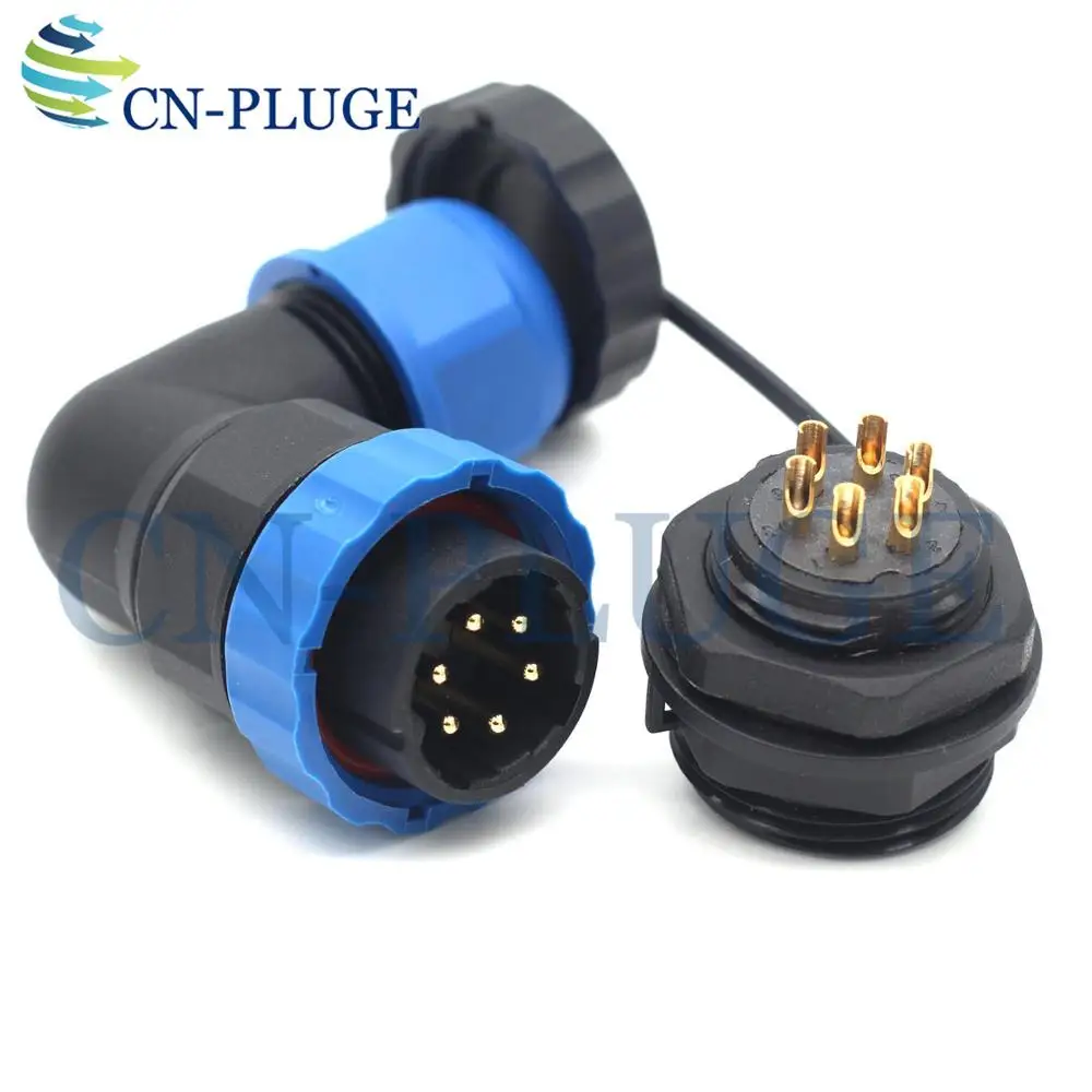 SD20 IP68 방수 2 3 4 5 6 7 9 10 12 14 핀 항공 커넥터, 20mm 패널 장착 직각 커넥터 플러그 및 소켓