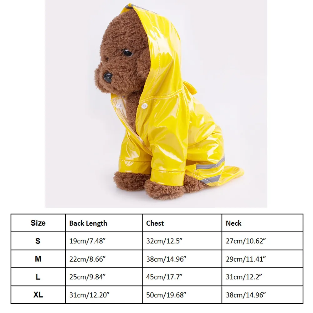 PU Raincoat Apparel Clothes Dog PU Reflective Hooded Raincoat Outdoor Puppy Pet Rain Coat for Dogs Cats Waterproof Jackets