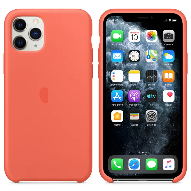 clementine(orange) 1:1 Официальный жидкий силиконовый чехол для iphone 11 Pro Max чехол s высококачественный чехол для iphone 11 11 Pro Чехол для iphone 11 - Цвет: clementine(orange)