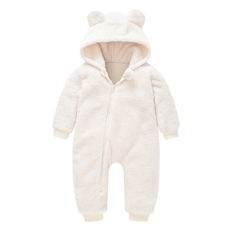 Cute Plush Bear Baby Rompers Toddler Girl Overall Jumpsuit Spring Autumn Hooded Zipper Baby Boys Romper Infant Crawling Clothing baby bodysuit dress