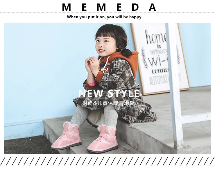 Новые зимние корейские ботинки для девочек, детские повседневные зимние ботинки, обувь из натуральной кожи и хлопка для мальчиков