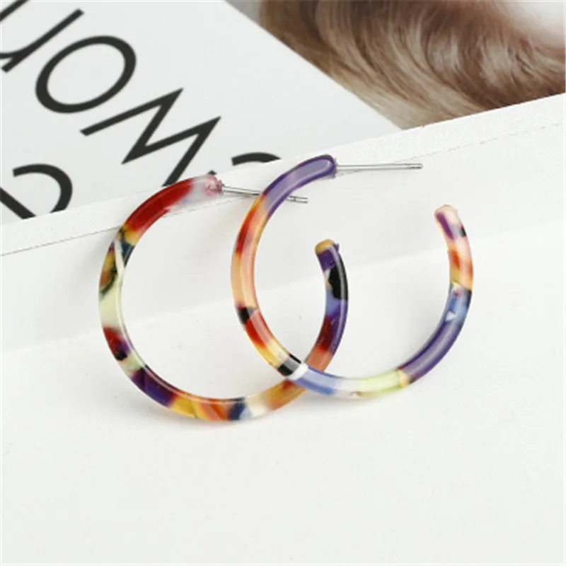 Fashion Leopard Print Multi-Color Acrylic Acetic Acid Drop Earrings for Women Girl Personality Simple Geometric Pendant Earrings