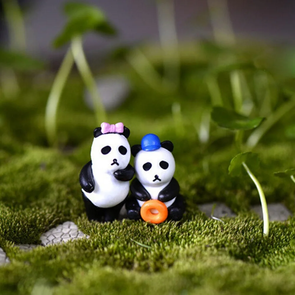 NEW Hot Sale 4Pcs Hot Sale Resin Craft Miniature Garden Decor Resin Artesanato Resin Mini Cartoon Panda Figurine