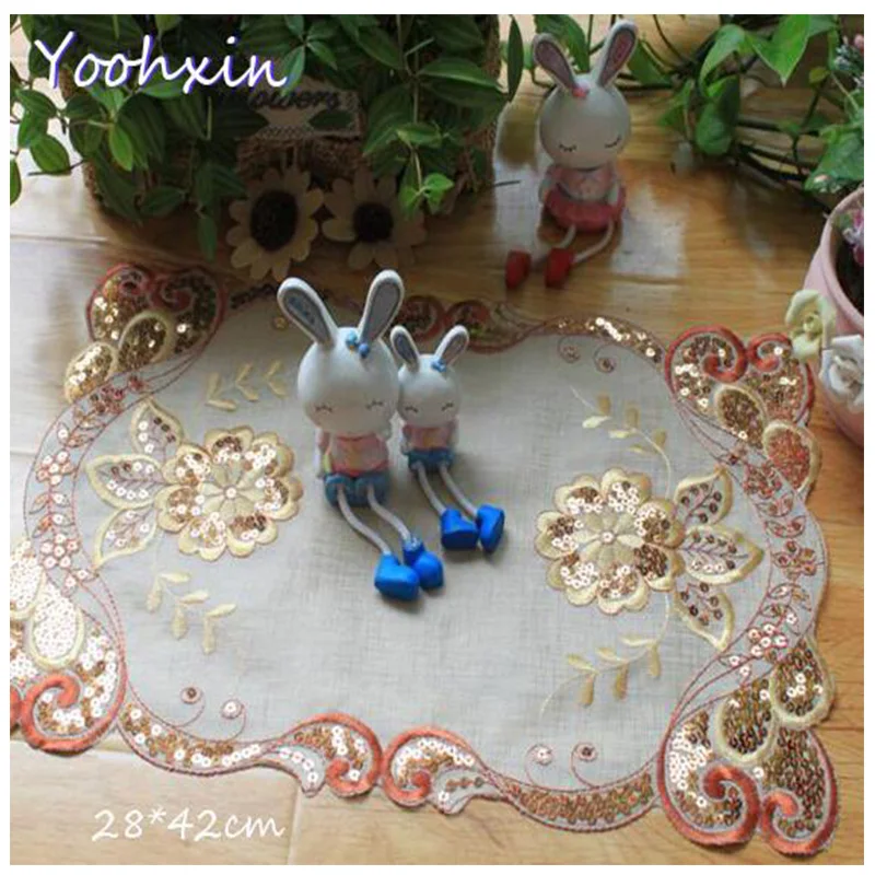 New Modern Lace Sequin Embroidery Placemat Table Place Mat Cloth Tea Coffee Doily Cup Glass Coaster Mug Christmas Dining Pad | Дом и сад