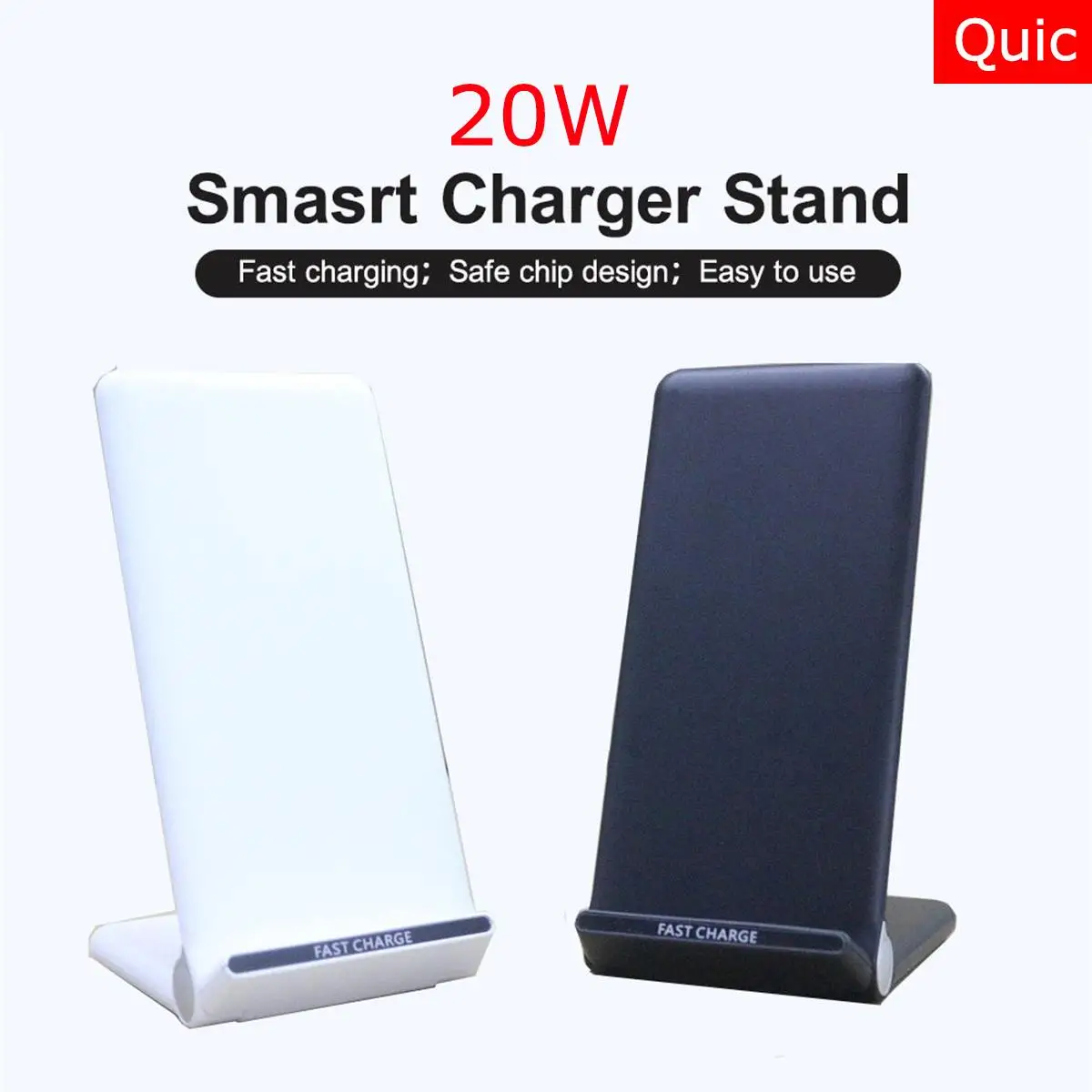 Quic 20W Qi Wireless Folding Vertical Fast Charger Charging Bracket High Power Docking Stand for all Qi-enabled phones