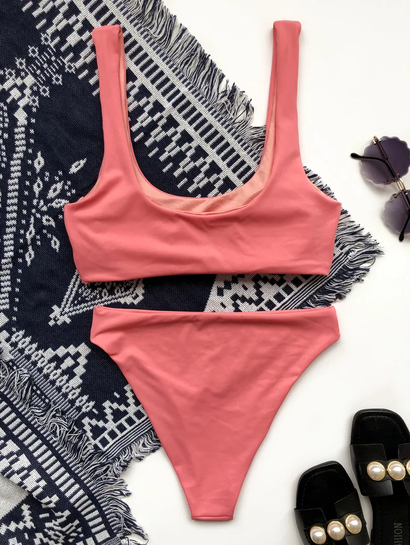 High waist bikinis 2020 Bandeau swimsuit women swimwear female mujer Sports Vintage bathing suit Two piece suit biquini