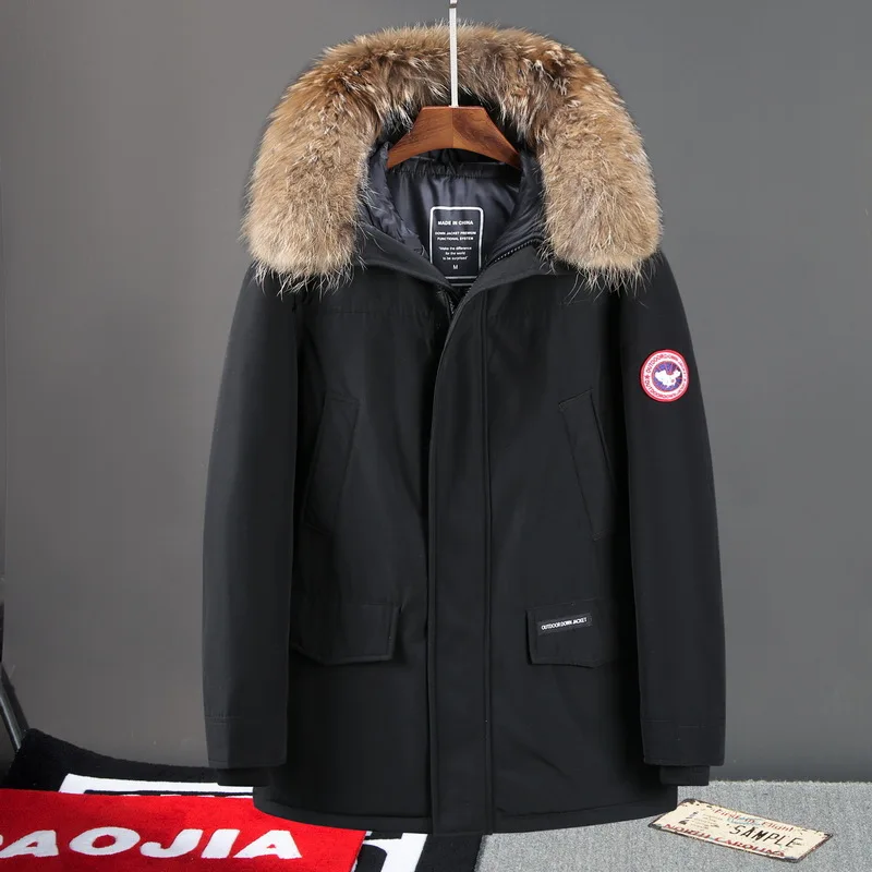 

Winter Jacket Mens Windbreaker Anorak Quality White Duck Down Jacket Fur Hood Removable Parka Male Coat Warm Thick Overcoat