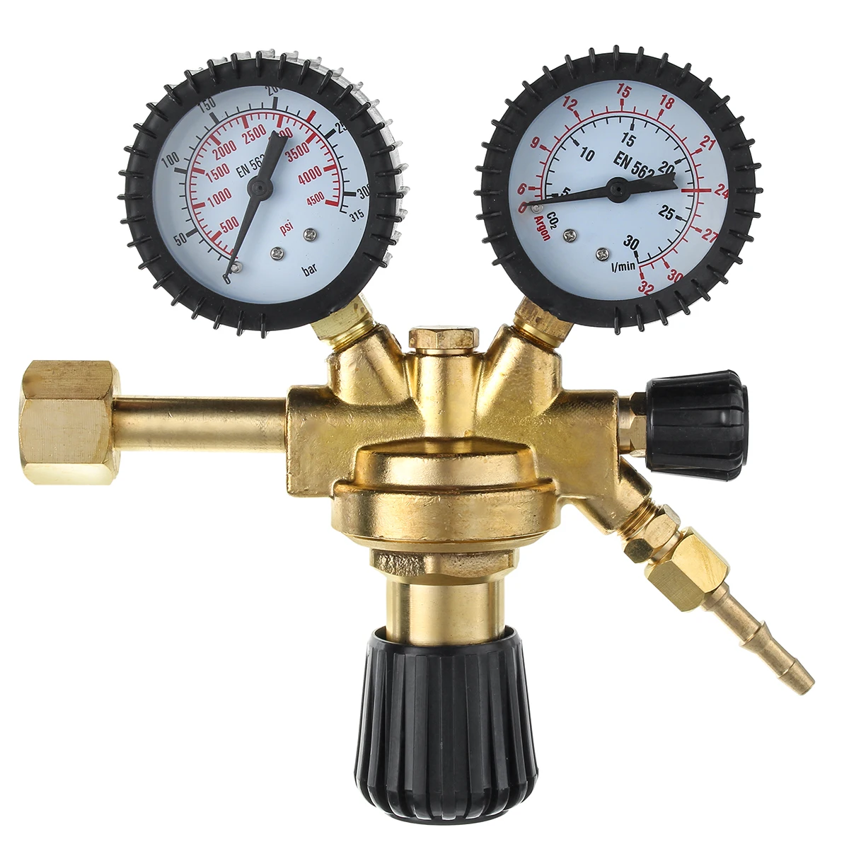 Mig Tig Pressure Regulator CO2 Reducer Durable Mini Gas Bottle Tool High Accuracy Brass Argon AR CO2 Home Twin Gauge